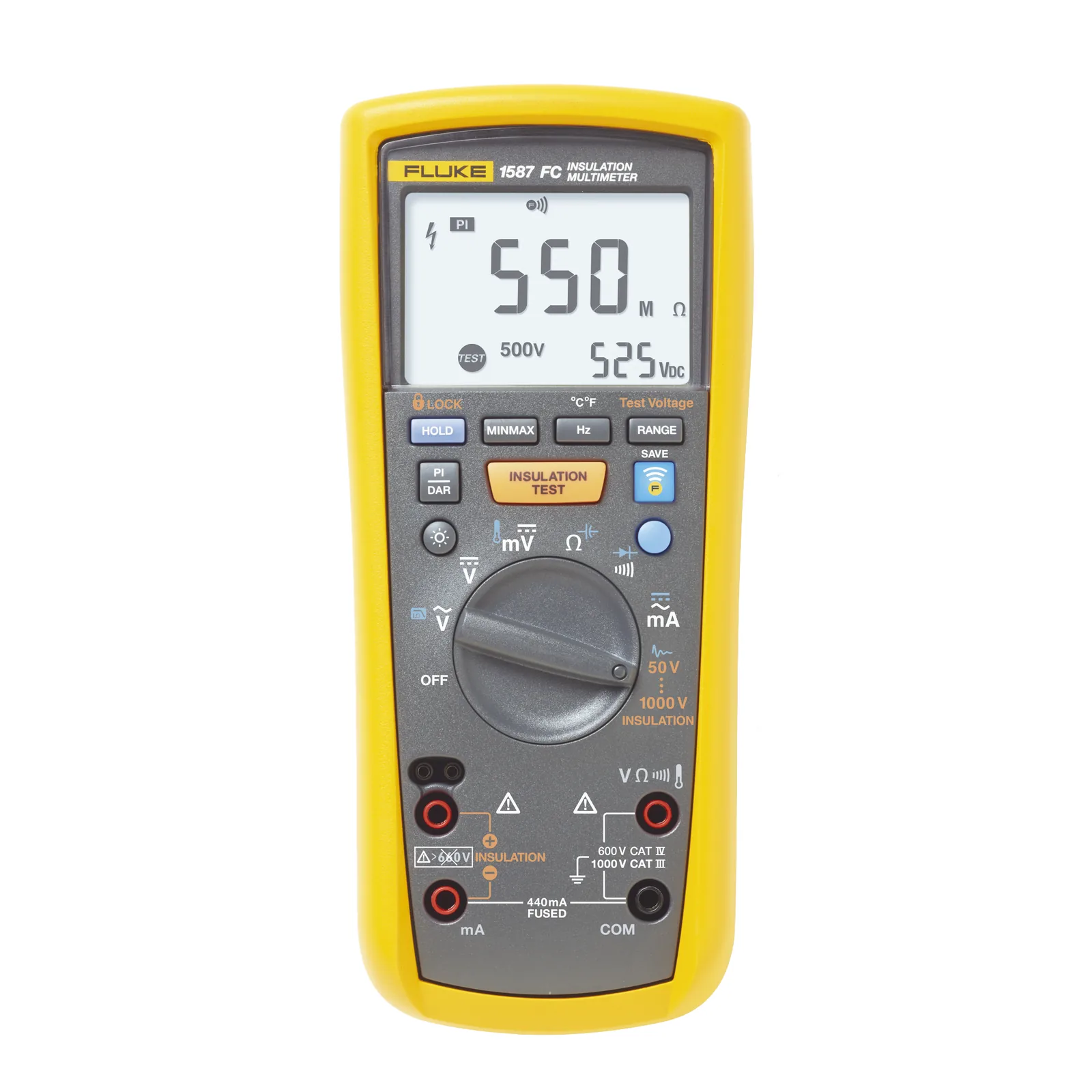 Multímetro de Aislamiento 0.01 M&Omega; - 2G&Omega; . Prueba de 50V - 1000V. Compatible con FLUKE CONNECT