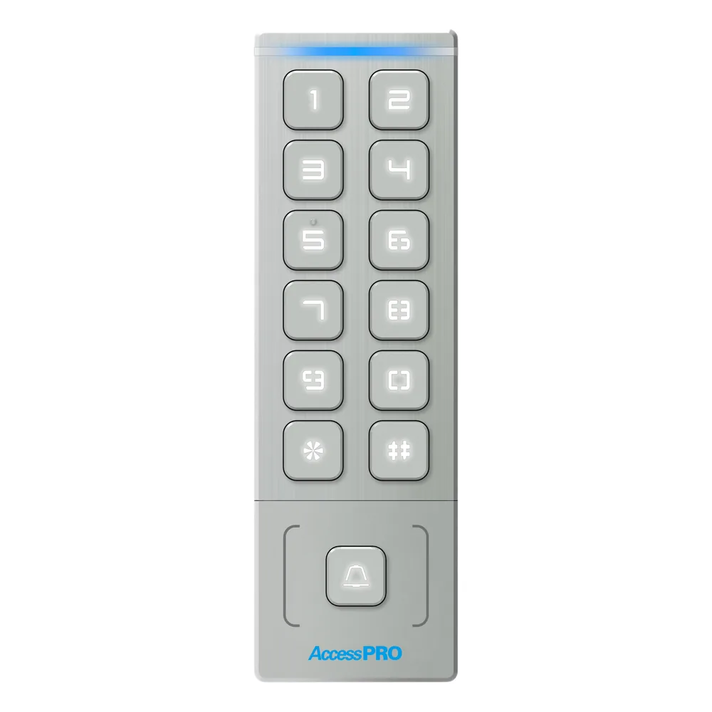 Teclado Autónomo / Diseño Slim Metálico / 1000 Tarjetas y Contraseñas / Exterior IP65 / Lector de Tarjetas Prox EM / Salida Wiegand